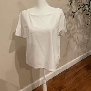 Eileen Fisher White Short-Sleeve Boxy Top